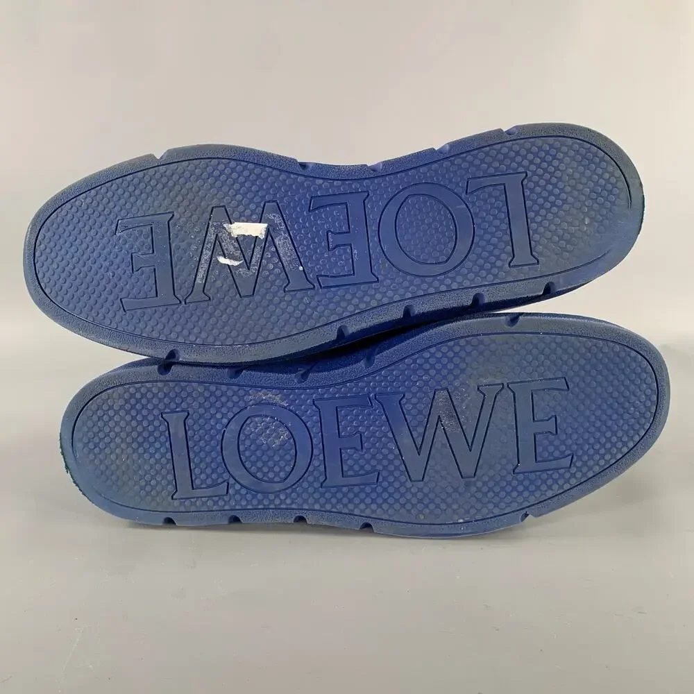 LOEWE Size 9 Blue Black Color Block Leather Athletic Sneakers